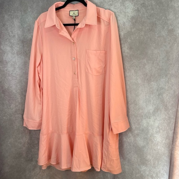 NWT Tuckernuck‎ Callahan Shirt Dress Y23002T Peach Plus Size XXXL Longsleeve - Picture 2 of 7
